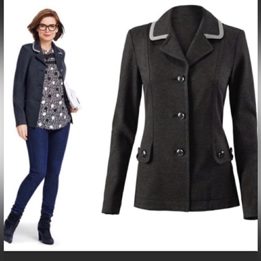Cabi Crew Charcoal Military Jacket Blazer 3030 XS